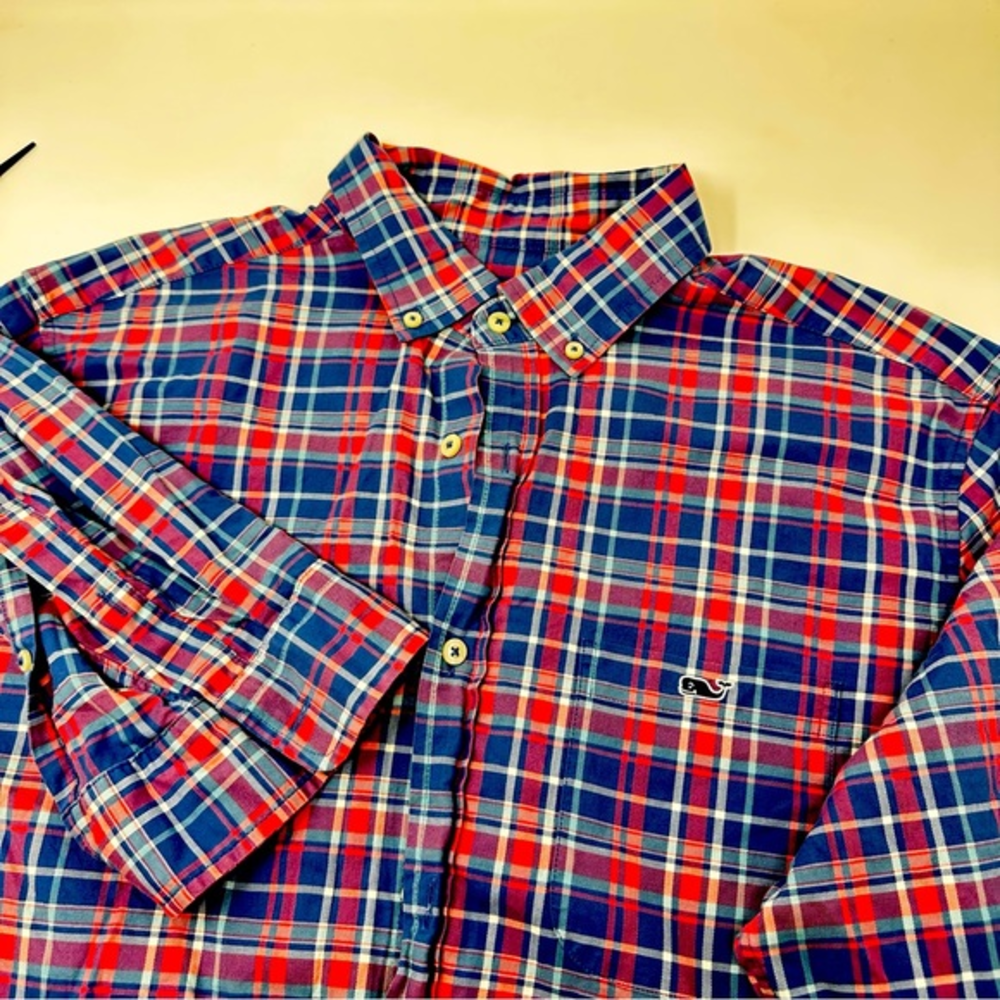 Vineyard Vines‎ mens L Large clásic fit longshore red  Gingham  button up shirt